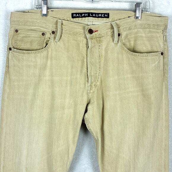 Ralph Lauren Black Label Straight Jeans Mens 34x34 (36x34) Tan Button Fly Preppy - Picture 4 of 11